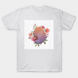 Woman with flowers as a pattern and white background T-Shirt